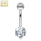 Piercing nombril Or blanc 14 carats serti d'un gemme