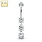 Piercing nombril Or blanc 14 carats 3 pierres