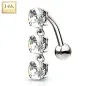 Piercing nombril inversé Or blanc 14 carats gemmes