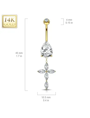 Piercing nombril Or 14 carats croix