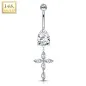 Piercing nombril Or blanc 14 carats croix