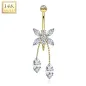 Piercing nombril Or 14 carats Pendentif Libellule