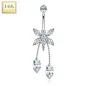 Piercing nombril Or blanc 14 carats Pendentif Libellule