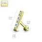 Piercing Cartilage Oreille Barre sertie en Or Jaune 14 Carats