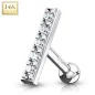 Piercing Cartilage Oreille Barre sertie en Or blanc 14 Carats