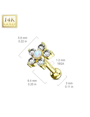 Piercing Cartilage Oreille Fleur en Or Jaune 14 Carats