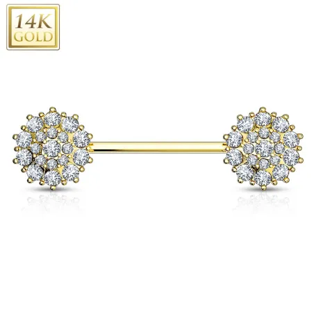 Piercing téton fleurs en Or Jaune 14 Carats