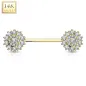 Piercing téton fleurs en Or Jaune 14 Carats