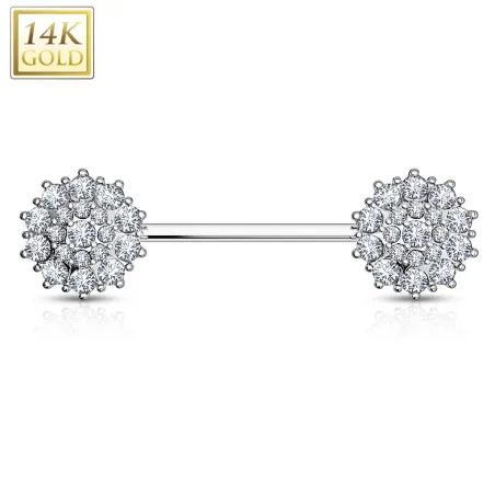 Piercing téton fleurs en Or blanc 14 Carats