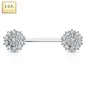 Piercing téton fleurs en Or blanc 14 Carats