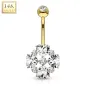 Piercing nombril Or Jaune 14 Carats fleur 4 coeurs