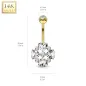 Piercing nombril Or Jaune 14 Carats fleur 4 coeurs