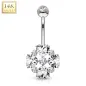 Piercing nombril Or blanc 14 Carats fleur 4 coeurs