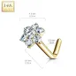 Piercing nez Or jaune 14 carats fleur 7 gemmes