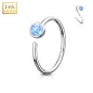 Piercing nez Anneau Or blanc 14 Carats opale bleue