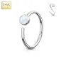 Piercing nez Anneau Or blanc 14 Carats opale blanche