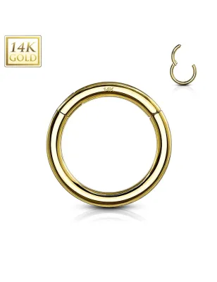 Piercing anneau segment clips en or jaune 14 carats