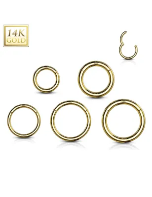 Piercing anneau segment clips en or jaune 14 carats