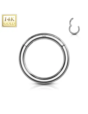 Piercing oreille teton anneau segment clips en or blanc 14 carats