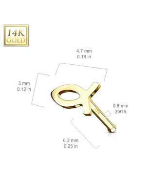 Piercing nez Or jaune 14 carats poisson ichtys