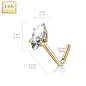 Piercing nez Or jaune 14 carats pierre marquise blanche