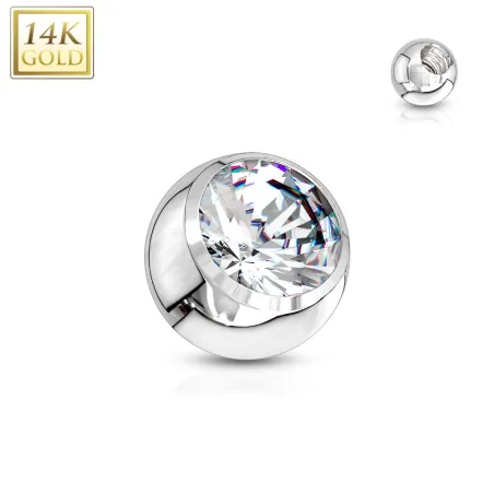 Boule à strass pour piercing en or blanc 14 carats