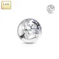 Boule à strass pour piercing en or blanc 14 carats