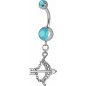 Piercing nombril Crystal Swarovski arc et flèche turquoise