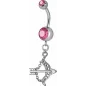 Piercing nombril Crystal Swarovski arc et flèche rose