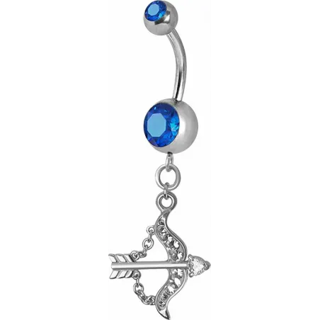 Piercing nombril Crystal Swarovski arc et flèche bleu