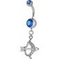 Piercing nombril Crystal Swarovski arc et flèche bleu