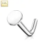 Piercing nez Or blanc 14 carats tige L disque plat