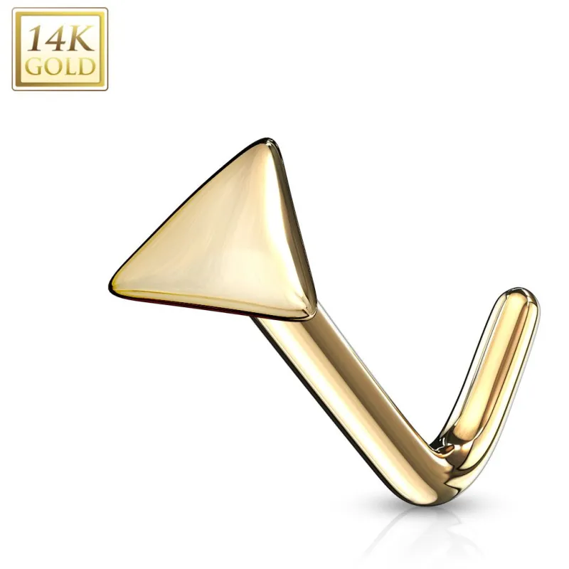 Piercing nez Or jaune 14 carats tige L triangle