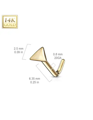 Piercing nez Or jaune 14 carats tige L triangle