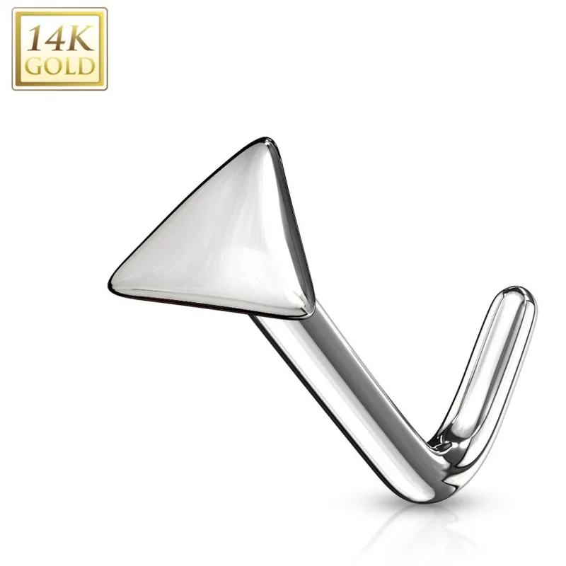 Piercing nez Or blanc 14 carats tige L triangle