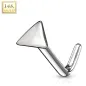 Piercing nez Or blanc 14 carats tige L triangle