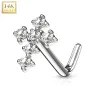 Piercing nez Or blanc 14 carats tige L coix pavée