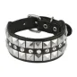 Bracelet en Cuir noir ajustable avec pyramides et Strass