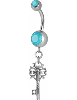 Piercing nombril Crystal Swarovski clef vintage turquoise