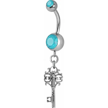 Piercing nombril Crystal Swarovski clef vintage turquoise