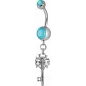 Piercing nombril Crystal Swarovski clef vintage turquoise