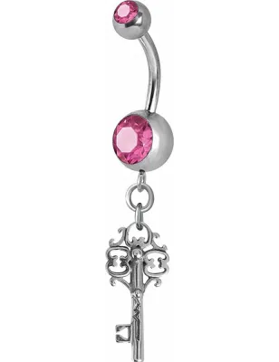 Piercing nombril Crystal Swarovski clef vintage rose