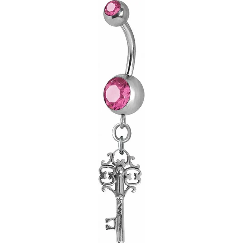 Piercing nombril Crystal Swarovski clef vintage rose