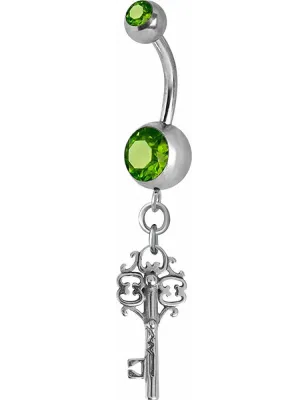 Piercing nombril Crystal Swarovski clef vintage vert