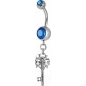 Piercing nombril Crystal Swarovski clef vintage bleu