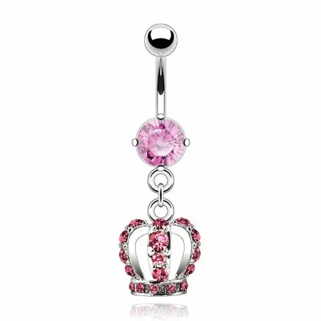 Piercing nombril couronne gemmes roses