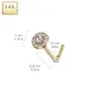 Piercing nez Or jaune 14 carats tige L rond gemme rose