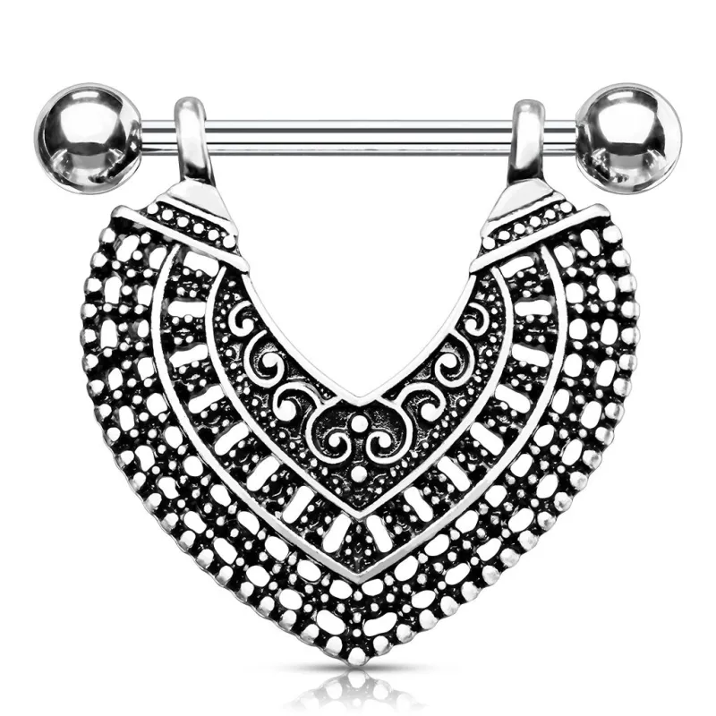 Piercing téton pendentif coeur vintage