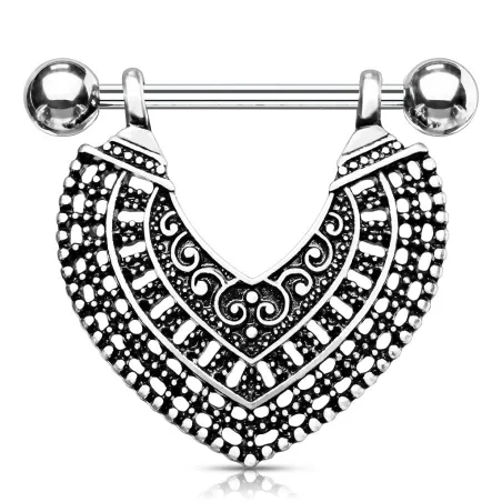 Piercing téton pendentif coeur vintage