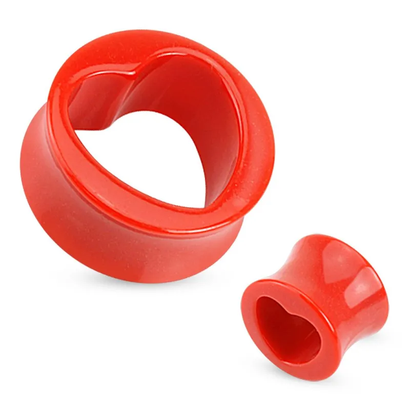 Piercing plug acrylique rouge coeur